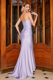 Stylish Mermaid Sweetheart Lilac Corset Formal Dress with Lace Appliques