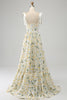 Load image into Gallery viewer, Ivory A-Line Floral Long Formal Dress