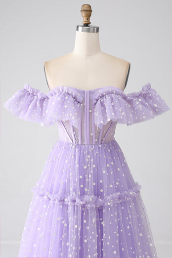 Off The Shoulder Lilac Corset Formal Dress