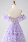 Off The Shoulder Lilac Corset Formal Dress