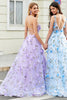 Load image into Gallery viewer, Gorgeous A Line Spaghetti Straps Lilac Long Formal Dress with 3D Flowers