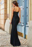 Mermaid Beaded Black Formal Dress with Ruffles