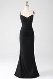 Mermaid Black Beaded Formal Dress with Ruffles