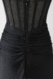 Mermaid Black Beaded Formal Dress with Ruffles