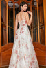 Load image into Gallery viewer, Embroidered Ivory Flower Long Corset Formal Dress with Slit