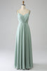 Load image into Gallery viewer, Matcha A-Line Spaghetti Straps Backless Pleated Long Bridesmaid Dress