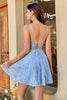 Load image into Gallery viewer, Lace Spaghetti Straps Blue Short Formal Dress