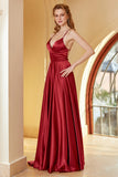 Burgundy Spaghetti Straps Simple Formal Dress