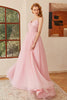 Load image into Gallery viewer, Glitter Pink Lace-Up Ruched Long Formal Dress