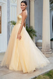 Princess A Line Sweetheart Golden Long Formal Dress