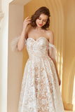 Gorgeous A Line Off the Shoulder White Lace Wedding Dress