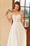 Beautiful A Line Spaghetti Straps White Wedding Dress with Appliques