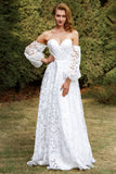 White Organza Off Shoulder Wedding Dress