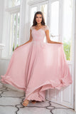 Pink Beaded Chiffon Mother of the Bride Dress