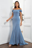 Mermaid Grey Blue Mother of the Bride Dress