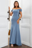 Mermaid Grey Blue Mother of the Bride Dress