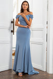 Mermaid Grey Blue Mother of the Bride Dress