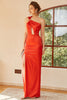 Load image into Gallery viewer, Orange One Shoulder Cut Out Long Formal Dress