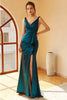 Load image into Gallery viewer, Peacock Blue Ruched Long Formal Dress