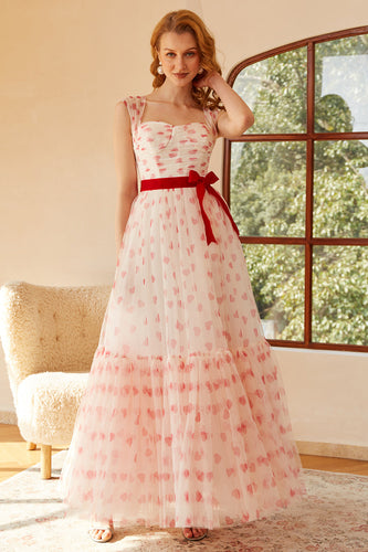 Princess A Line Sweetheart Long Formal Dress with Bowknot