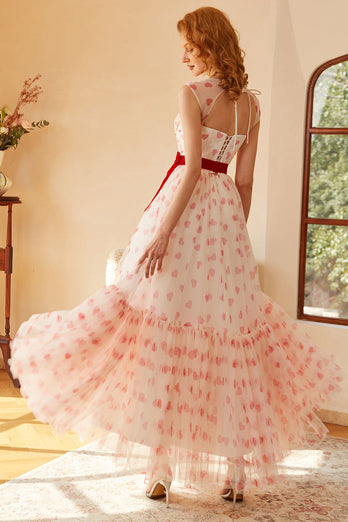 Princess A Line Sweetheart Long Formal Dress with Bowknot