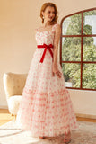 Princess A Line Sweetheart Long Formal Dress with Bowknot