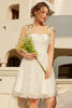 Load image into Gallery viewer, Stylish Spaghetti Straps White Short Formal Dress with Embroidery