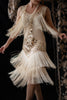 Load image into Gallery viewer, Champagne Gatsby 1920s Flapper Dress with Sequins and Fringes