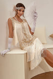 Plus Size Champagne Gatsby 1920s Flapper Dress with Sequins and Fringes