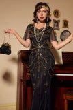 Black Long Sequins Mermaid 1920s Gatsby Dress