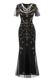 Sequins Black Long 1920s Dress