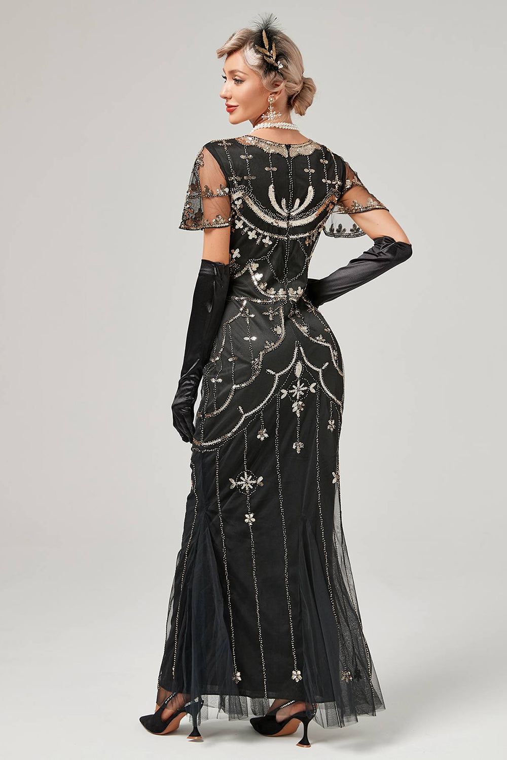 Ivory Long Sequins Mermaid 1920s Gatsby Dress