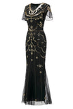 Sequins Black Long 1920s Dress