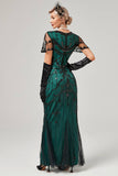 Ivory Long Sequins Mermaid 1920s Gatsby Dress