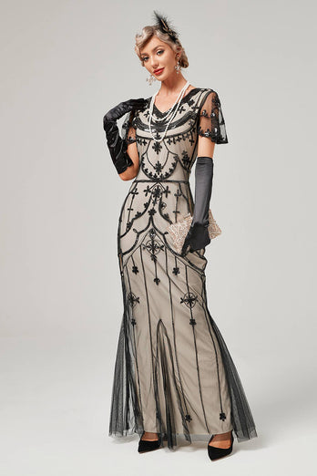 Ivory Long Sequins Mermaid 1920s Gatsby Dress