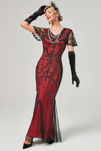 Red Long Sequins Mermaid 1920s Gatsby Dress