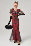 Red Long Sequins Mermaid 1920s Gatsby Dress