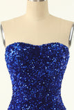 Royal Blue Sweetheart Sequins Tight Cocktail Dress