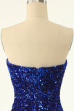 Royal Blue Sweetheart Sequins Tight Cocktail Dress