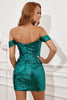 Load image into Gallery viewer, Dark Green Sequined Short Formal Dress