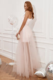 Blush One Shoulder Detachable Formal Dress