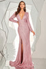 Load image into Gallery viewer, Long Sleeves Backless Sequins Formal Dress with Slit
