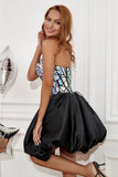 Black Sweetheart Short Formal Dress With Detachable Sleeves