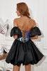 Load image into Gallery viewer, Black Sweetheart Short Formal Dress With Detachable Sleeves