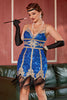 Load image into Gallery viewer, Royal Blue Sequin Short Gatsby 1920s Dress with Fringes
