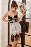 White Sequin Fringes Fitted Short Formal Dress