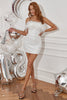 Load image into Gallery viewer, White Strapless Short Formal Dress with Feathers
