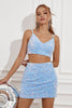 Load image into Gallery viewer, Two Piece Spaghetti Straps Sky Blue Sequins Short Formal Dress
