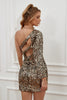 Load image into Gallery viewer, Dark Golden Open Back Sequins Tight Short Formal Dress