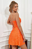 Load image into Gallery viewer, Orange Lace-Up Sequins Short Formal Dress